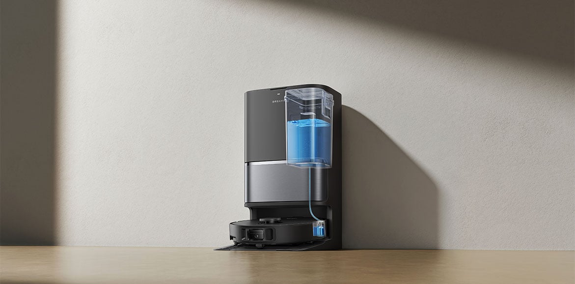 Robot sprzątający Dreame L10s Ultra Gen 3 w stacji dokującej pod ścianą